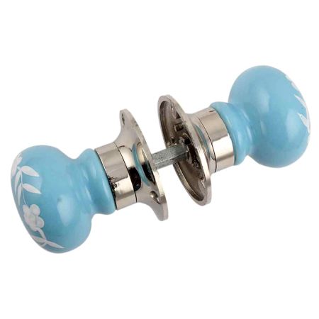 Turquoise Floral Mortice Handle 2.25